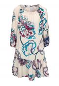 Designer-Druckkleid ecru-bunt