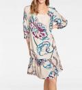 Designer-Druckkleid ecru-bunt