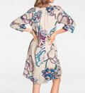 Designer-Druckkleid ecru-bunt