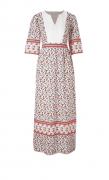 Designer-Druckkleid ecru-bunt