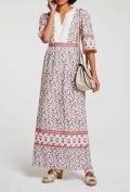 Designer-Druckkleid ecru-bunt