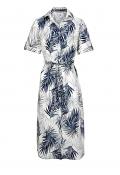 Designer-Druckkleid grau-marine