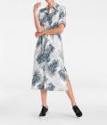 Designer-Druckkleid grau-marine
