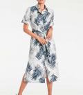 Designer-Druckkleid grau-marine