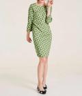 Designer-Druckkleid grün-creme