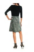Designer-Druckkleid khaki-schwarz