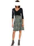 Designer-Druckkleid khaki-schwarz Gr. 36