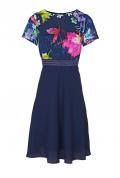Designer-Druckkleid marine-bunt