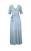 Designer-Druckkleid mit Gürtel blau-weiß