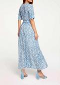 Designer-Druckkleid mit Gürtel blau-weiß