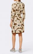 Designer-Druckkleid mit Gürtel sand-braun