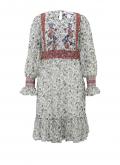 Designer-Druckkleid mit Perlen bunt