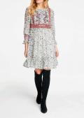 Designer-Druckkleid mit Perlen bunt
