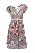 Designer Druckkleid mit Spitze bunt
