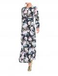 Designer-Druckkleid nachtblau-bunt