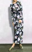 Designer-Druckkleid nachtblau-bunt