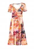 Designer-Druckkleid orange-bunt