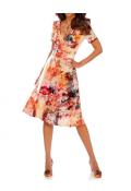 Designer-Druckkleid orange-bunt