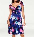 Designer-Druckkleid royalblau-bunt