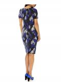 Designer-Druckkleid royalblau-schwarz