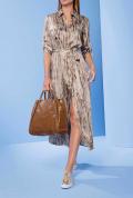 Designer-Druckkleid sand-camel