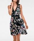 Designer-Druckkleid schwarz-bunt