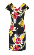 Designer-Druckkleid schwarz-bunt