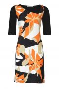 Designer-Druckkleid schwarz-orange