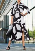 Designer-Druckkleid schwarz-weiß