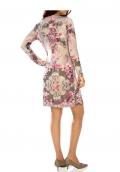 Designer-Druckkleid taupe-bunt