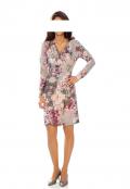 Designer-Druckkleid taupe-bunt