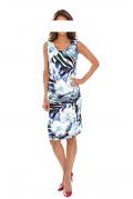 Designer-Druckkleid türkis-bunt