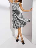Designer-Druckkleid weiß-schwarz