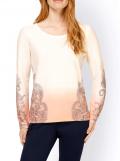 Designer-Druckpullover ecru-apricot