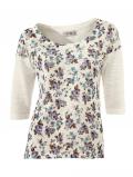 Designer-Druckpullover ecru-bunt