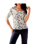 Designer-Druckpullover ecru-bunt
