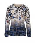 Designer-Druckpullover ecru-marine-bunt