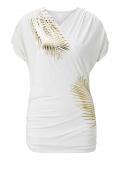 Designer-Druckshirt ecru-goldfarben