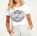 Designer-Druckshirt mit Pailletten weiß-bedruckt