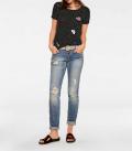 Designer-Druckshirt mit Patches schwarz