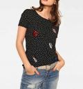 Designer-Druckshirt mit Patches schwarz