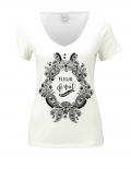 Designer-Druckshirt mit Perlen ecru-schwarz