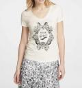 Designer-Druckshirt mit Perlen ecru-schwarz