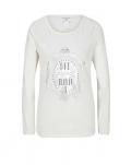 Designer-Druckshirt mit Schmucksteinchen offwhite