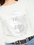 Designer-Druckshirt mit Schmucksteinchen offwhite