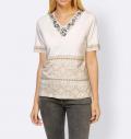 Designer-Druckshirt mit Stickerei ecru-beige