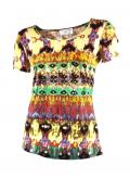 Designer-Druckshirt mit Strass bunt