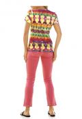 Designer-Druckshirt mit Strass bunt