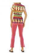 Designer-Druckshirt mit Strass bunt