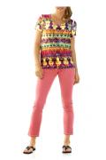 Designer-Druckshirt mit Strass bunt